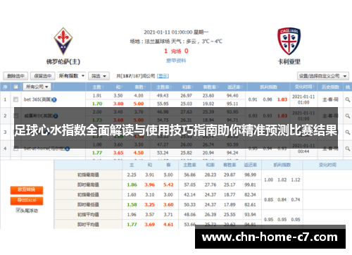足球心水指数全面解读与使用技巧指南助你精准预测比赛结果
